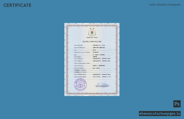 Burkina Faso Personenstandsurkunde (PSD-Beispielansicht)